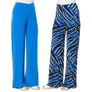 IMAN Vibrant Blue and Zebra Pattern Wide-Leg Pants